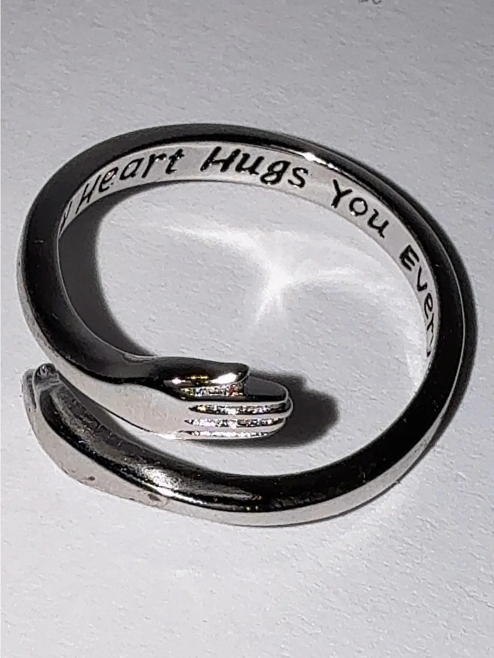 925 Sterling Silver Hug Ring Engraved 
